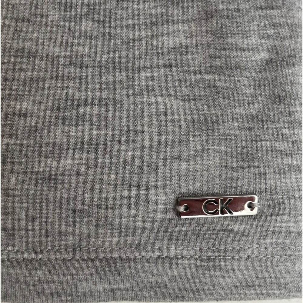 MEDIUM M Calvin Klein Womens Gray Drawstring Waist Jersey Knit Sleeveless Dress - Picture 4 of 6